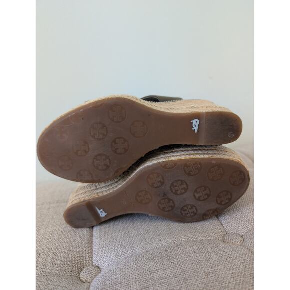 Tory Burch Army Green Canvas Espadrille Wedges size 9 - Picture 7 of 8